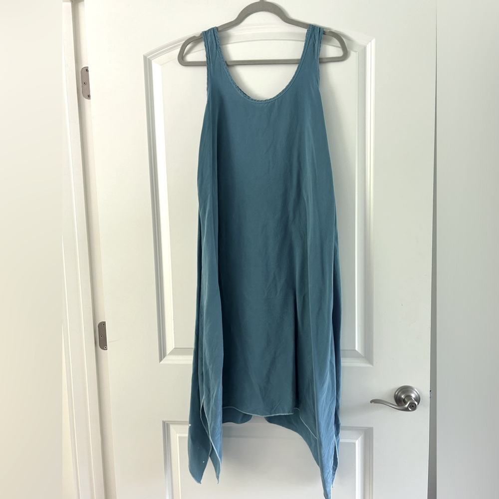 Cool blue sundress with unique skirt design